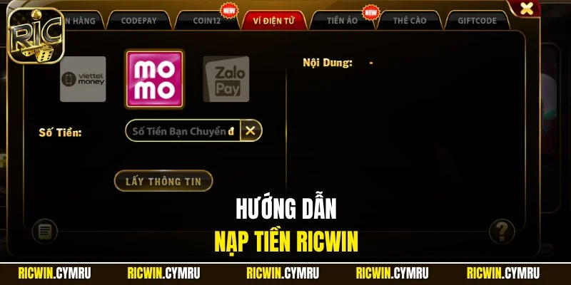 Hướng dẫn nạp tiền RICWIN